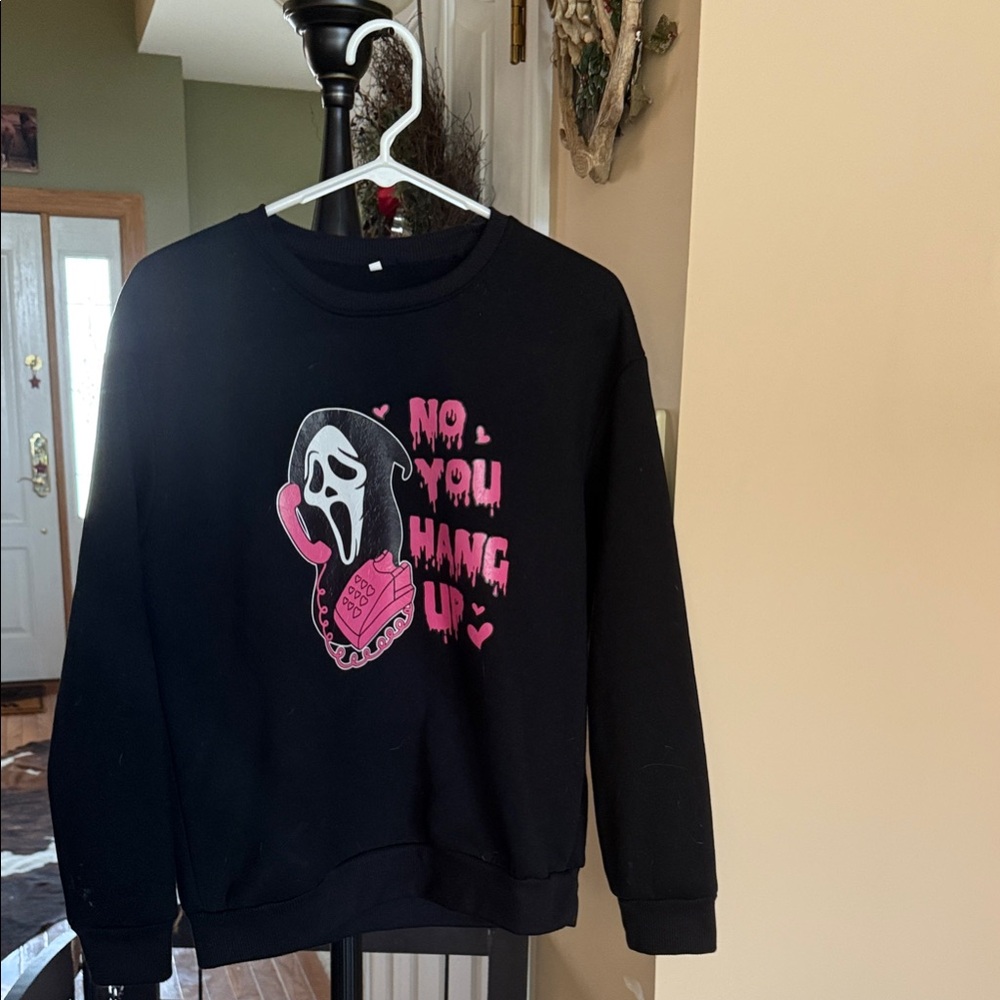 Black Sweatshirt with Pink Graphic